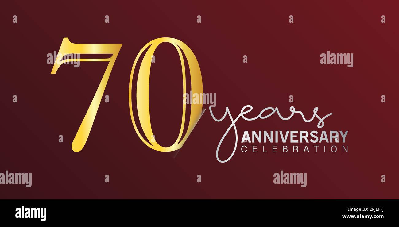 70th Years Anniversary Logo Gold and red Color isolated on elegant background, vector design for greeting card and invitation card Stock Vector
