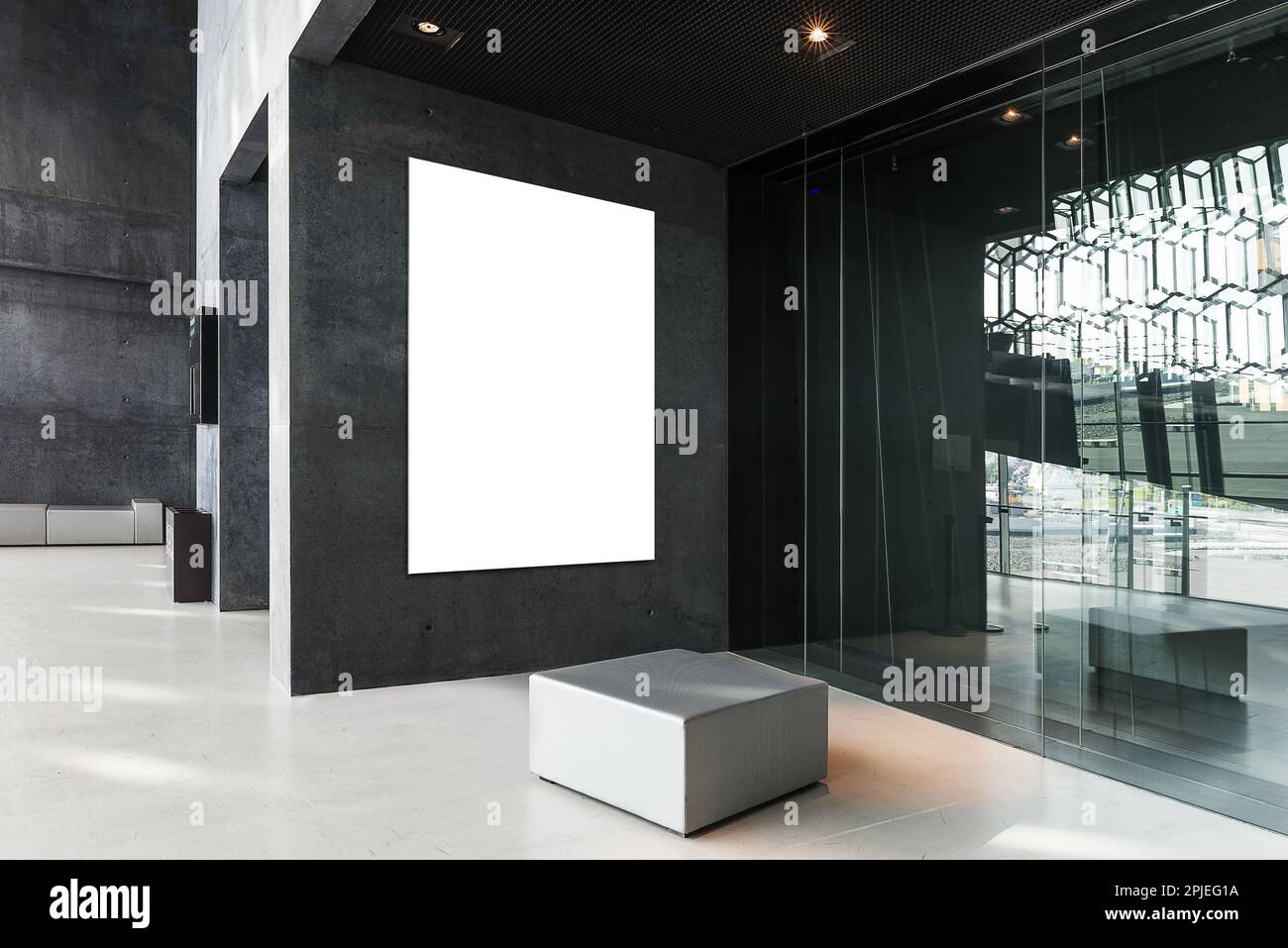 Poster Exhibition Gallery Mockups hall interior 3D Rendering Stock ...