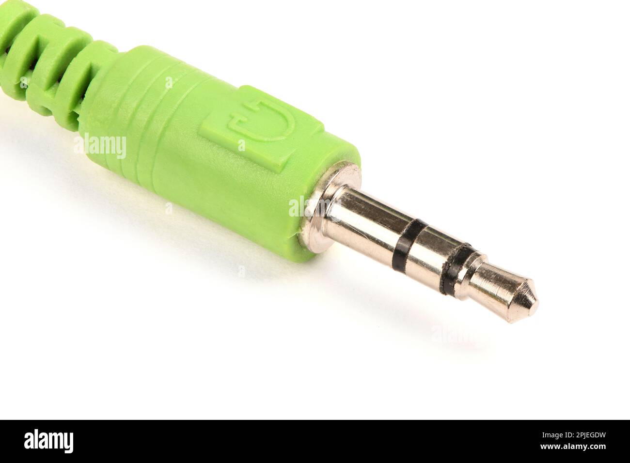 Audio jack, headphone jack, isolated on a white background. Extreme closeup. High resolution