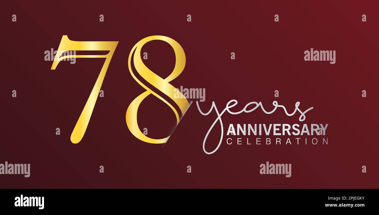 78th Years Anniversary Logo Gold and red Color isolated on elegant background, vector design for greeting card and invitation card Stock Vector