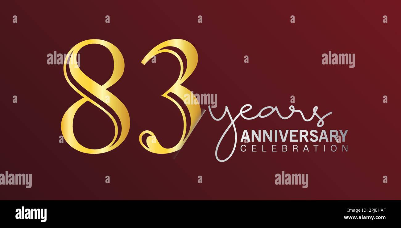 83rd Years Anniversary Logo Gold and red Color isolated on elegant background, vector design for greeting card and invitation card Stock Vector