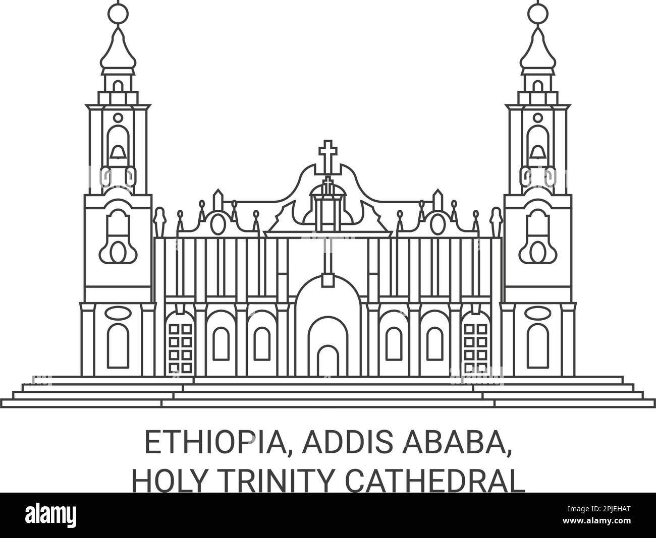 Ethiopia, Addis Ababa, Holy Trinity Cathedral travel landmark vector