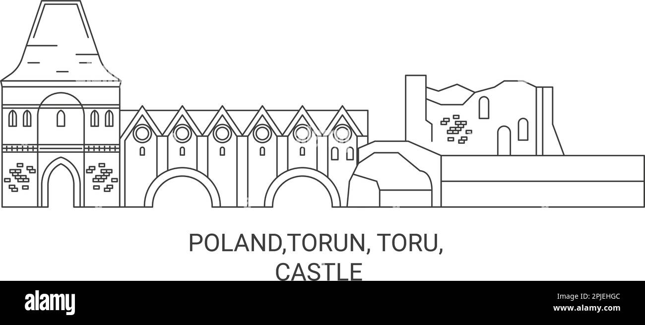 Poland,Torun, Toru, Castle travel landmark vector illustration Stock Vector