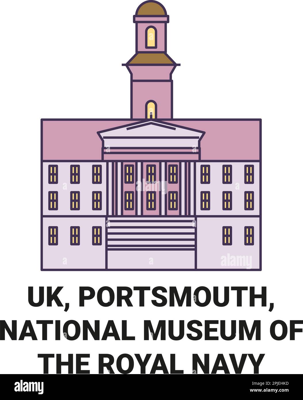 England, Portsmouth, National Museum Of The Royal Navy travel landmark vector illustration Stock Vector