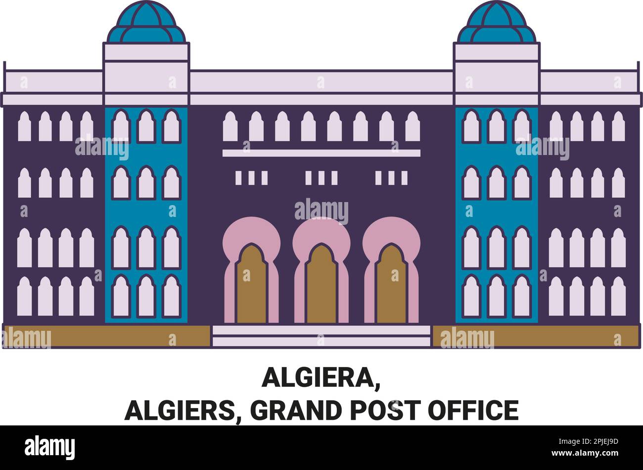 Algiera algiers grand post office travel landmark vector illustration