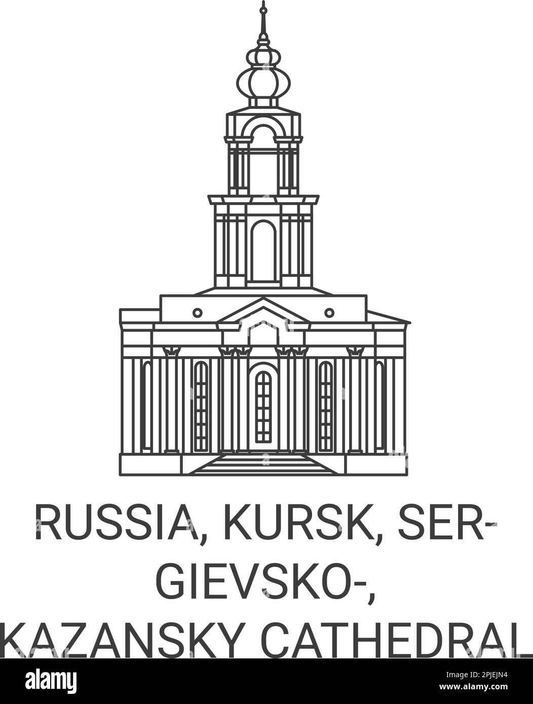 Russia, Kursk, Sergievsko, Kazansky Cathedral travel landmark vector ...