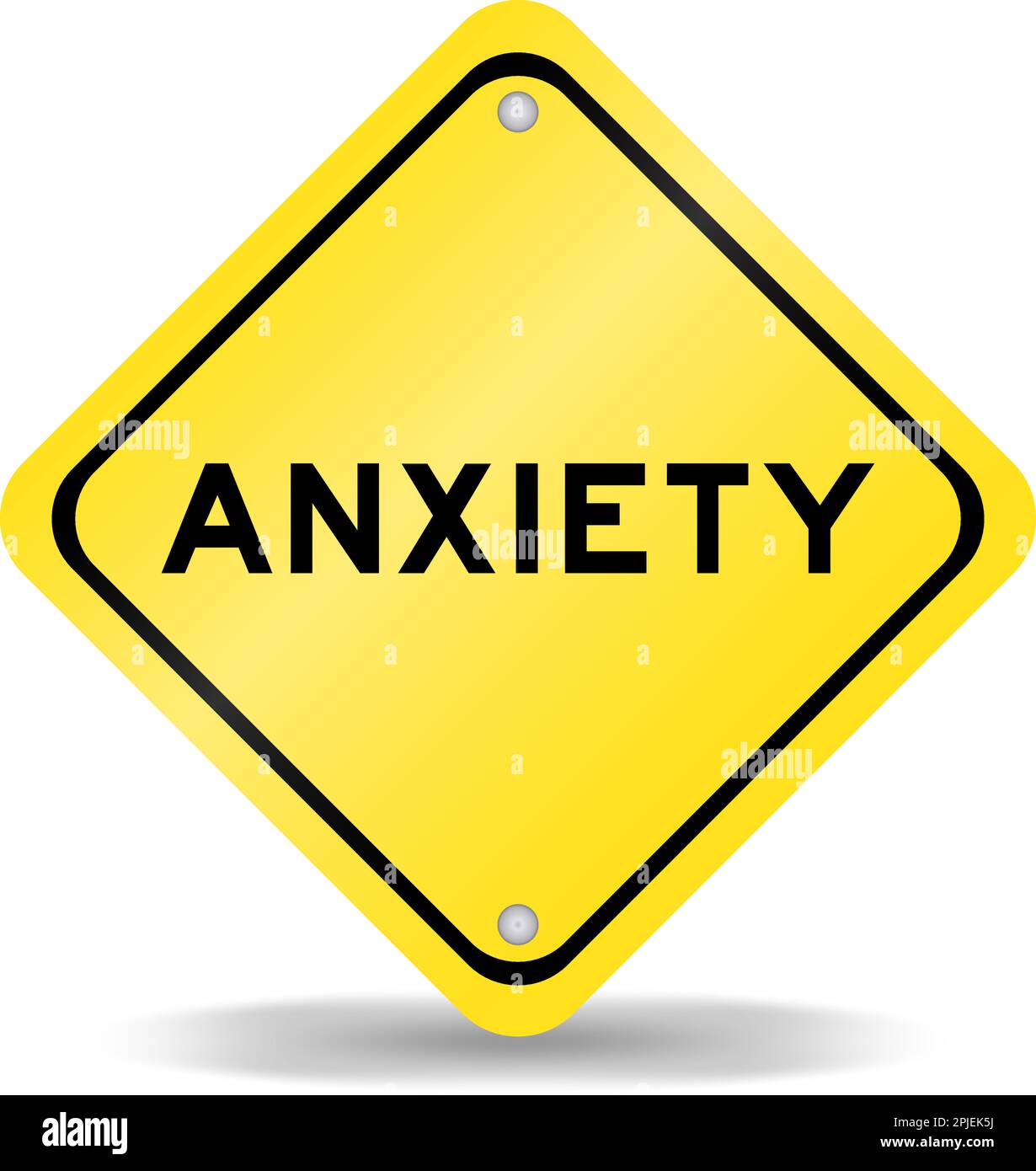 Yellow color transportation sign with word anxiety on white background