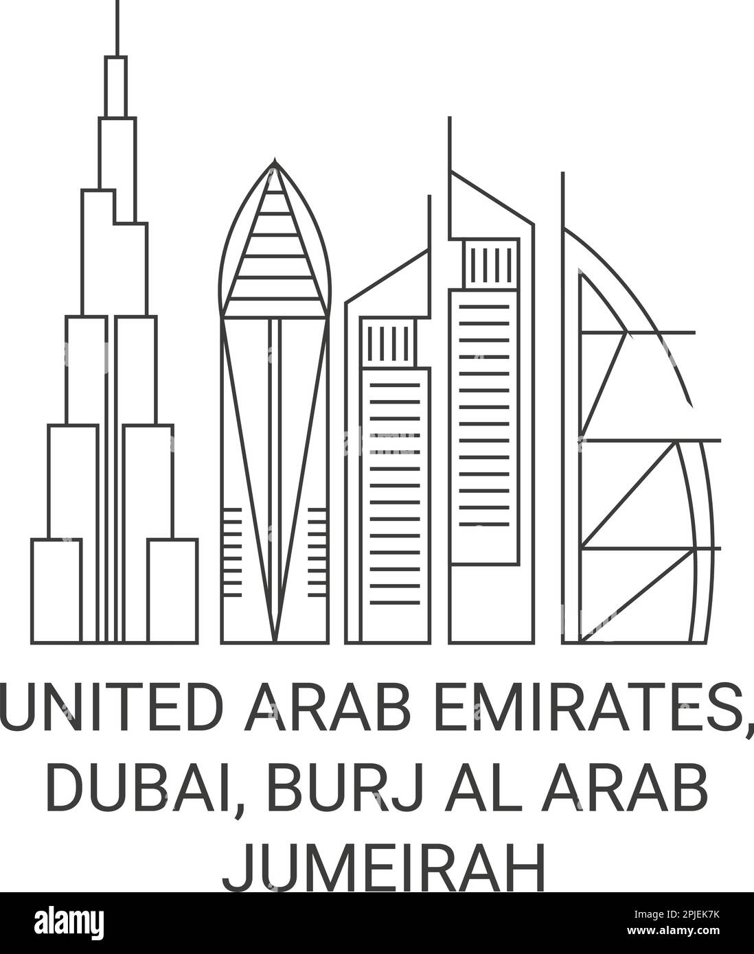 United Arab Emirates, Dubai, Burj Al Arab Jumeirah travel landmark vector illustration Stock Vector