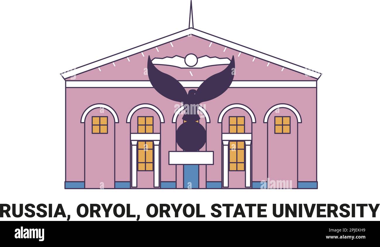 Russia, Oryol, Oryol State University travel landmark vector illustration Stock Vector