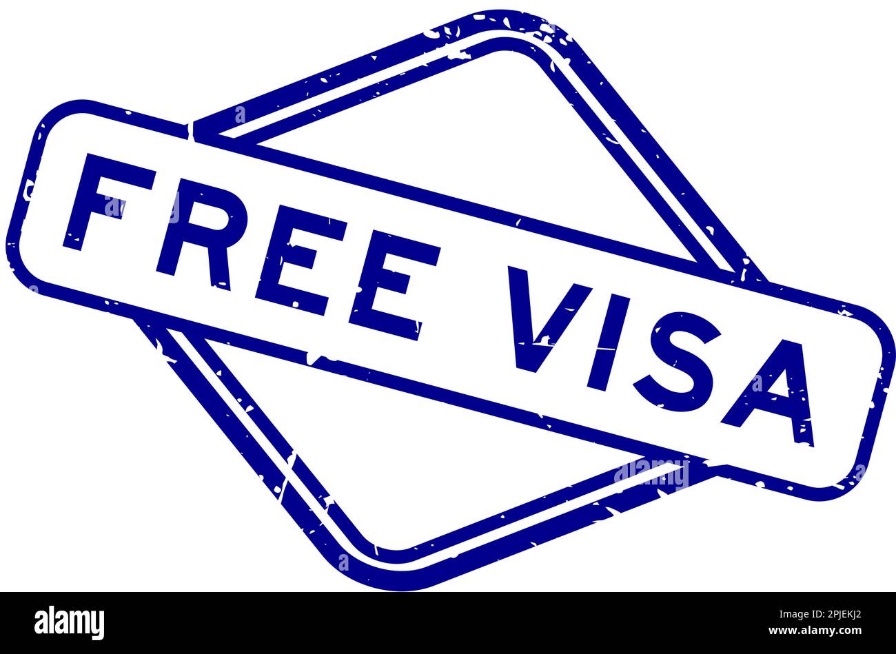 Grunge blue free visa word rubber seal stamp on white background Stock Vector