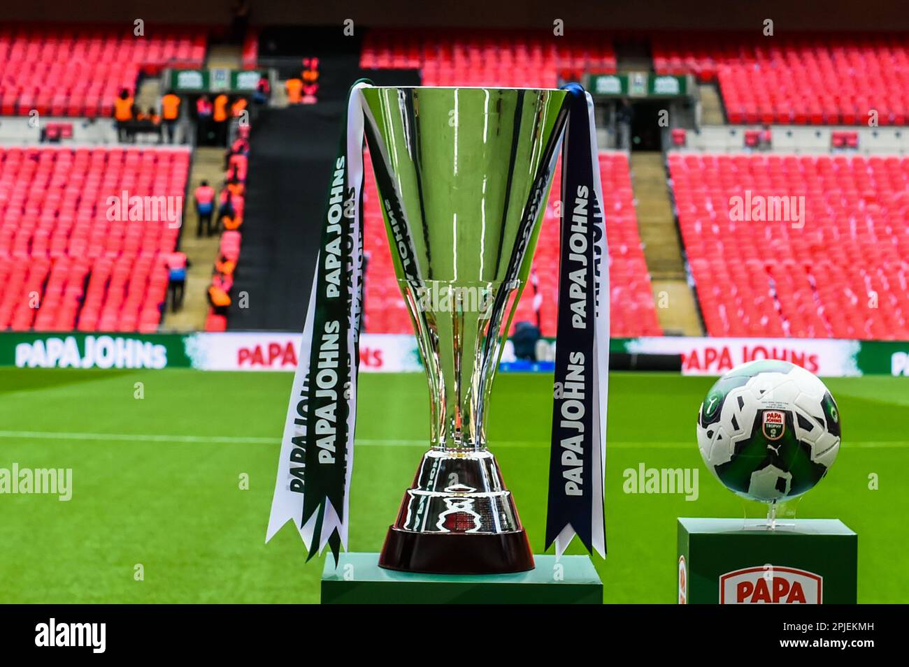 Papa Johns Trophy and match ball prior to during the Papa John Trophy