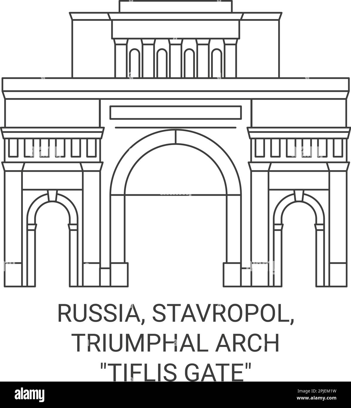 Russia, Stavropol, Triumphal Arch Tiflis Gate travel landmark vector illustration Stock Vector