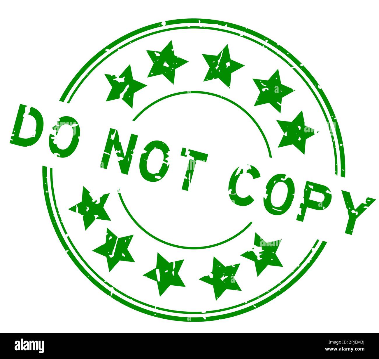 Grunge green do not copy word with star icon round rubber seal stamp on ...