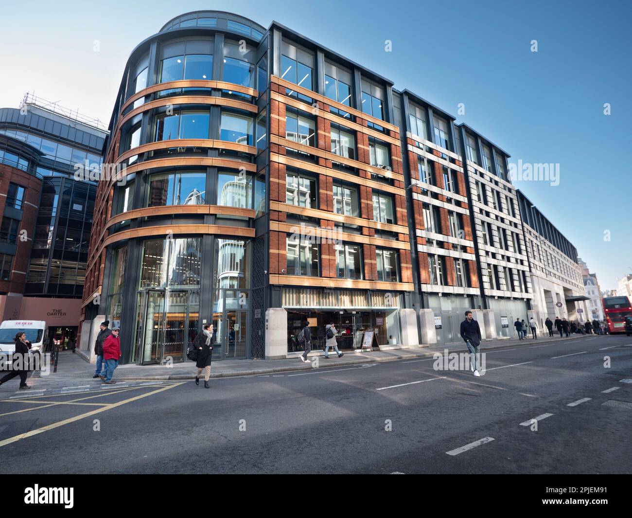 London, UK. 8 February 2023. Pedestrians walk past the main entrance of ...
