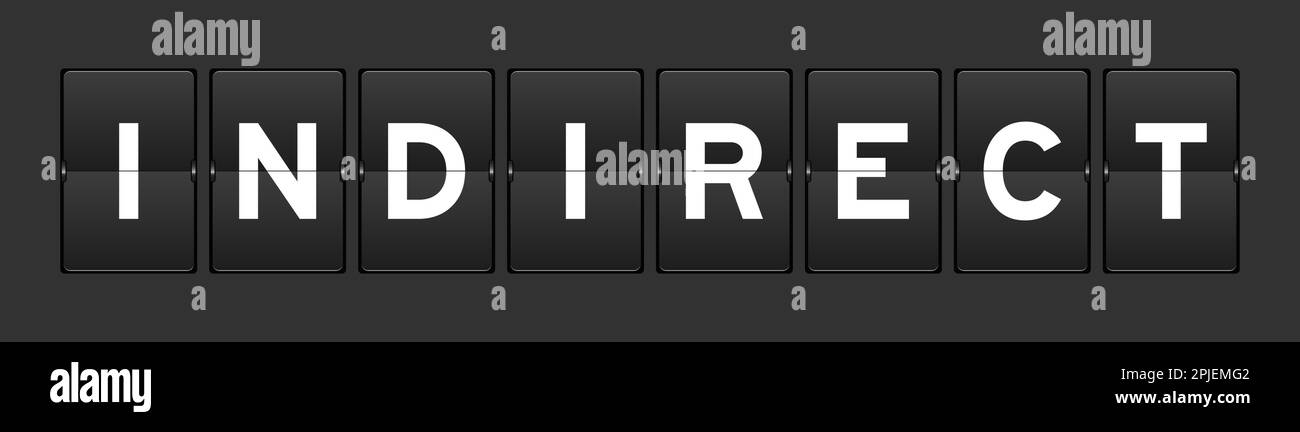 Black color analog flip board with word indirect on gray background ...