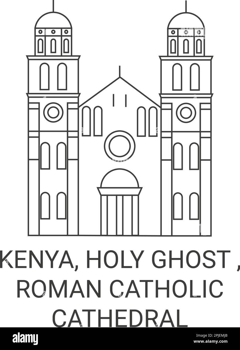 Kenya, Holy Ghost , Roman Catholic Cathedral travel landmark vector illustration Stock Vector