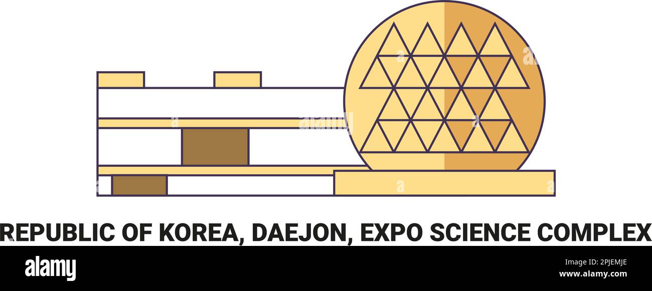 Republic Of Korea, Daejon, Expo Science Complex travel landmark vector illustration Stock Vector