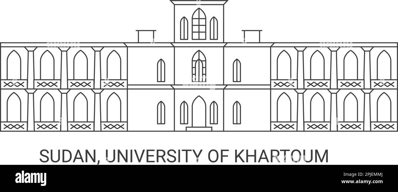 Sudan, University Of Khartoum, travel landmark vector illustration