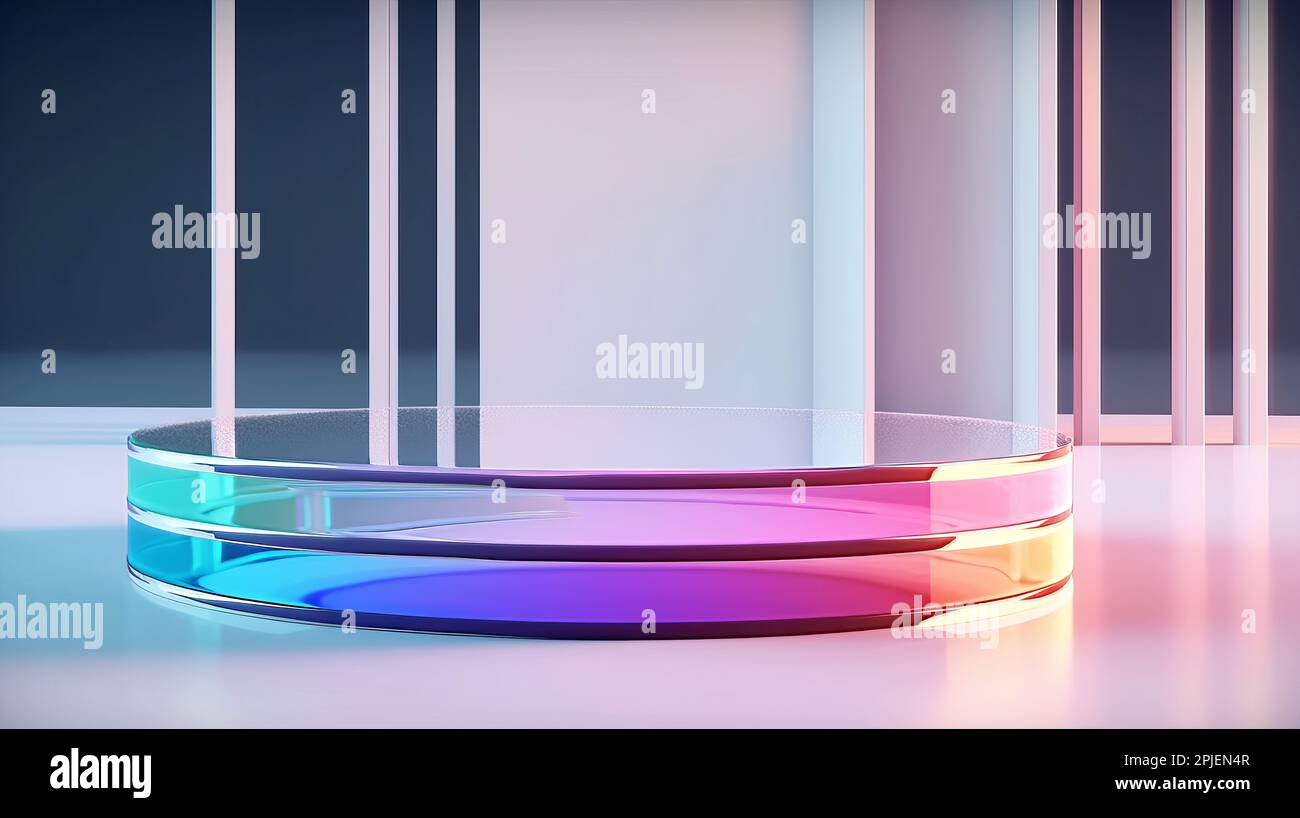 round platform with wall panels. Modern design promotion mockup