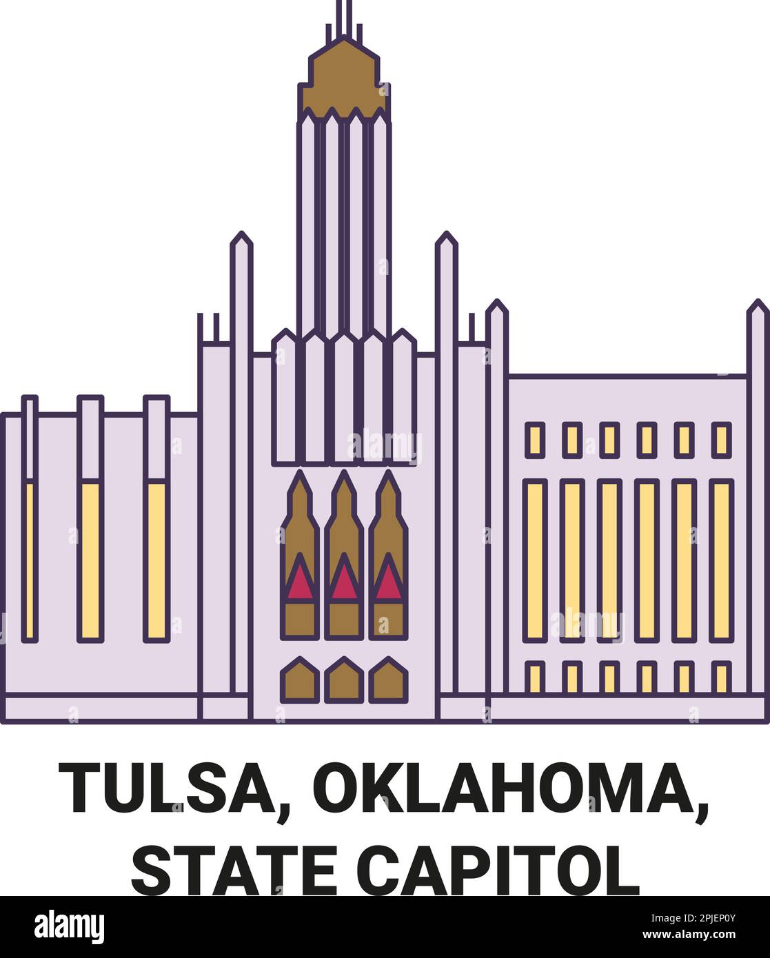 United States, Tulsa, Oklahoma, State Capitol travel landmark vector illustration Stock Vector