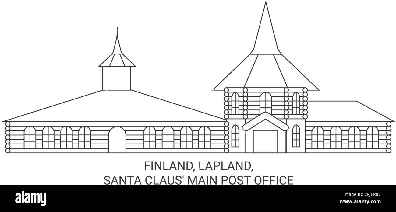 Finland, Lapland, Santa Claus' Main Post Office travel landmark vector illustration Stock Vector