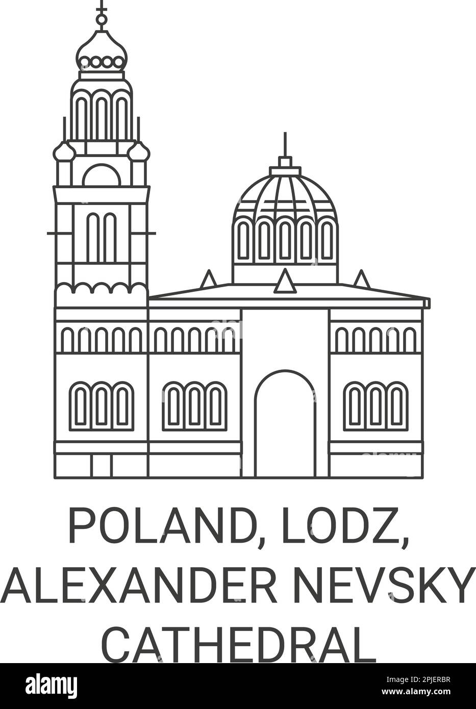 Poland, Lodz, Alexander Nevsky Cathedral travel landmark vector illustration Stock Vector