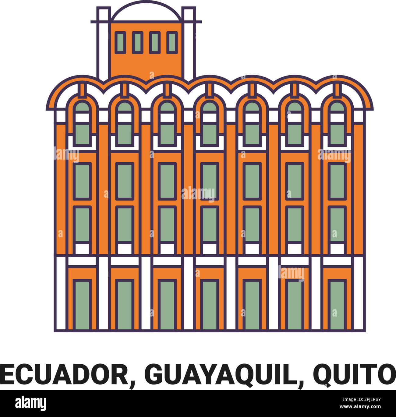 Ecuador, Guayaquil, Quito travel landmark vector illustration Stock