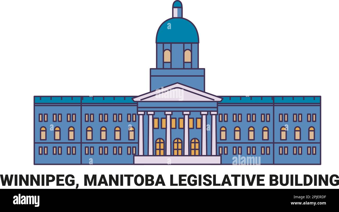 Canada, Winnipeg, Manitoba Legislative Building, travel landmark vector illustration Stock Vector