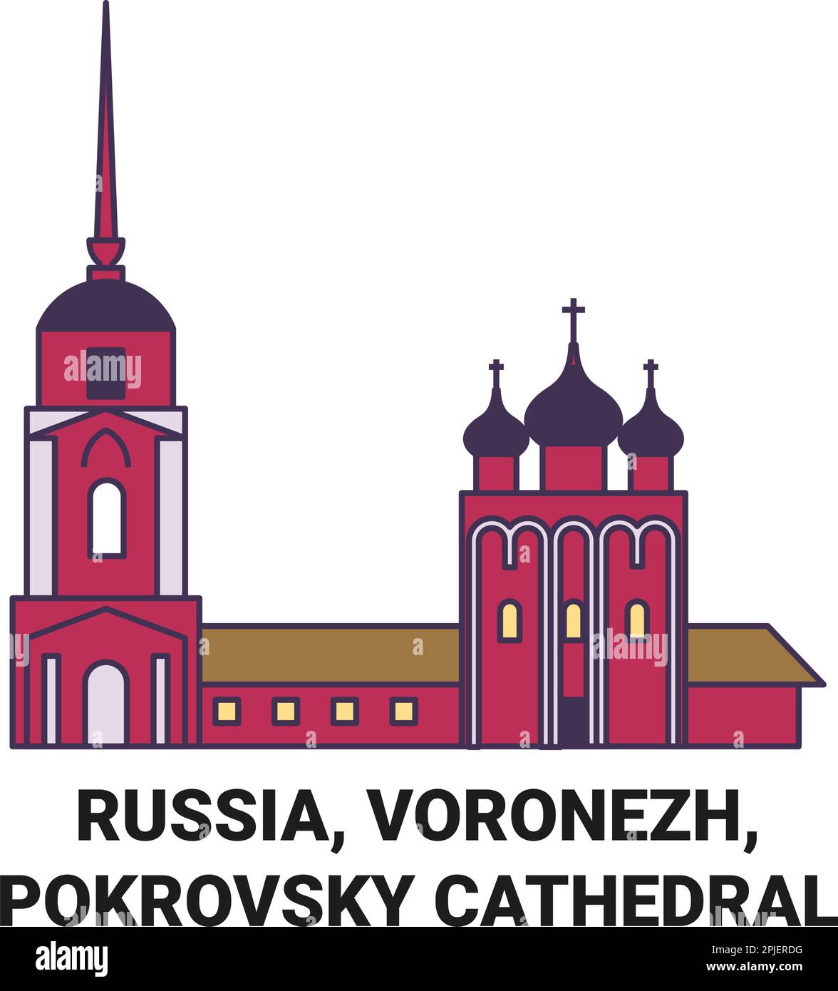 Russia, Voronezh, Pokrovsky Cathedral travel landmark vector ...
