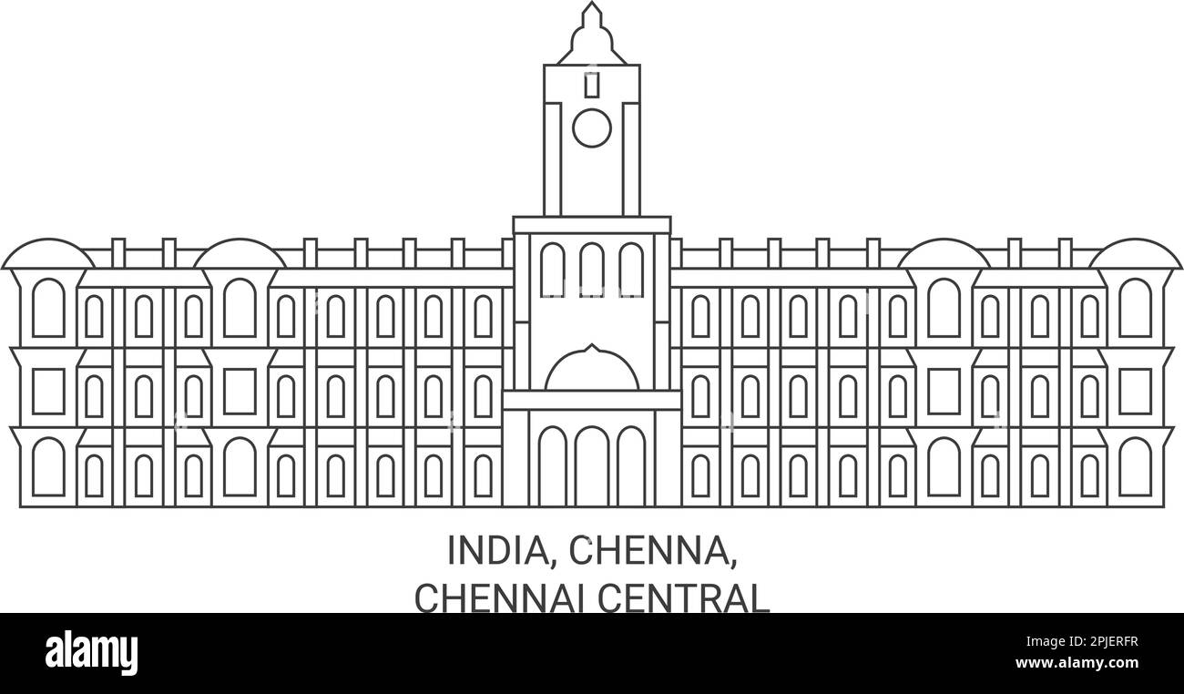 India, Chenna, Chennai Central travel landmark vector illustration Stock Vector