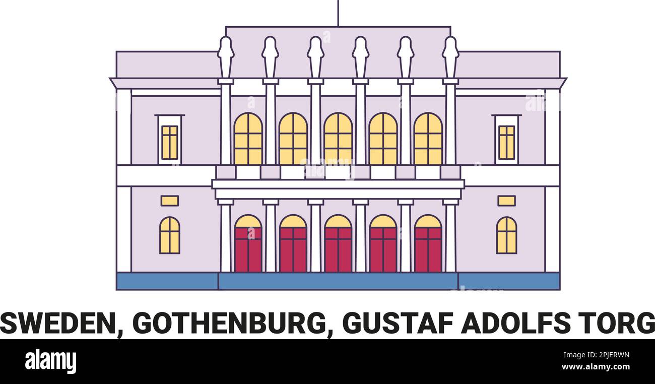 Sweden, Gothenburg, Gustaf Adolfs Torg, travel landmark vector illustration Stock Vector