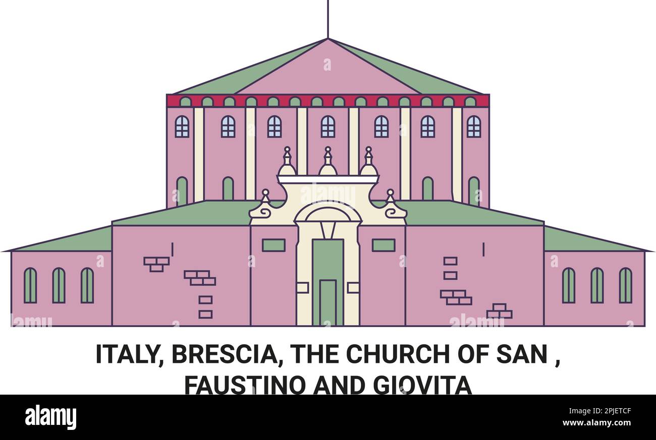 Italy, Brescia, The Church Of San , Faustino And Giovita. travel landmark vector illustration Stock Vector