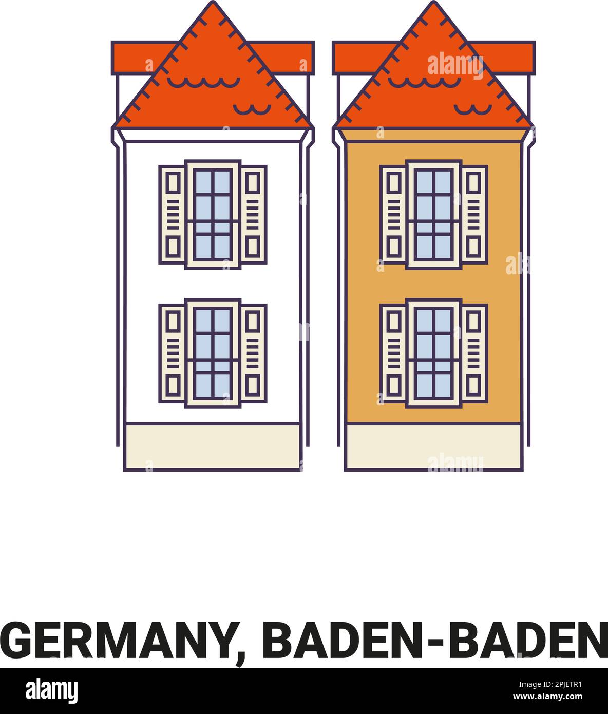 Germany, Badenbaden travel landmark vector illustration Stock Vector ...