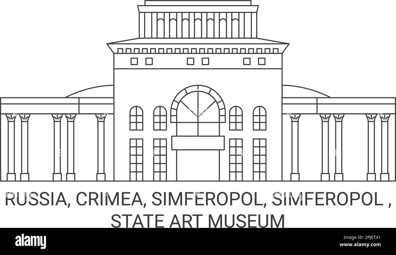 Russia, Crimea, Simferopol, Simferopol , State Art Museum travel landmark vector illustration Stock Vector