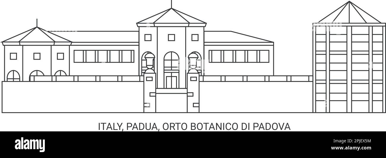 Italy, Padua, Orto Botanico Di Padova travel landmark vector illustration Stock Vector
