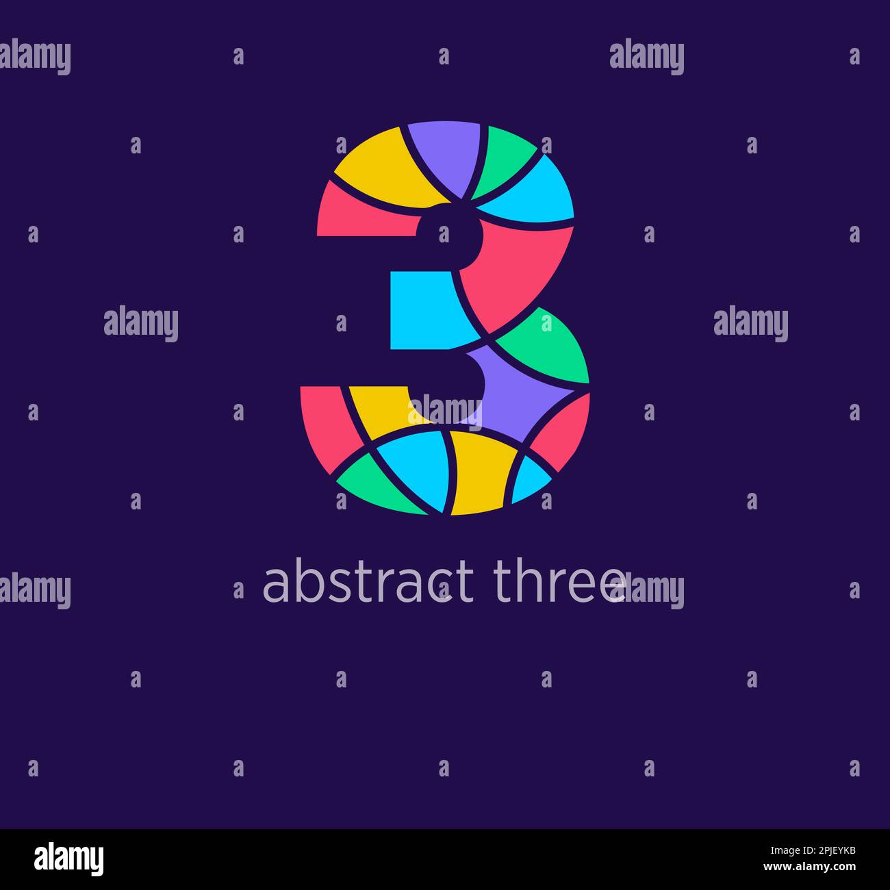 Modern abstract numeral three logo icon. Unique design color