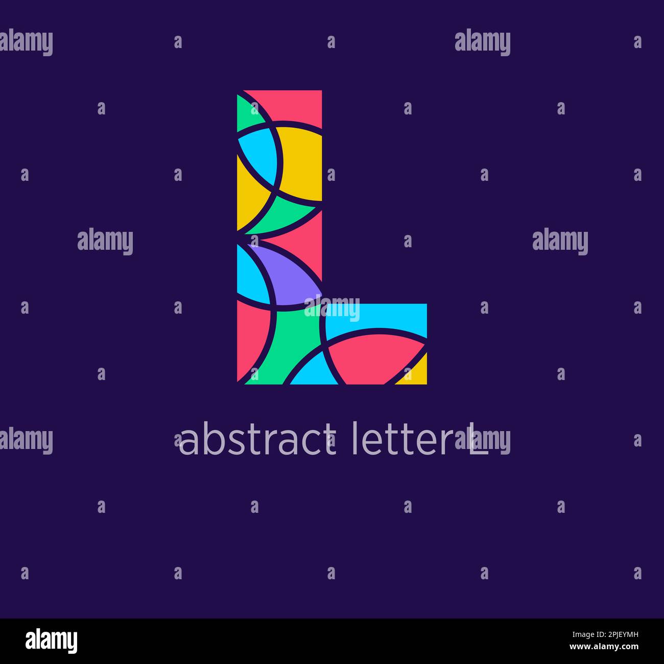 Abstract Letter Lv Circle Geometric Design Stock Vector (Royalty