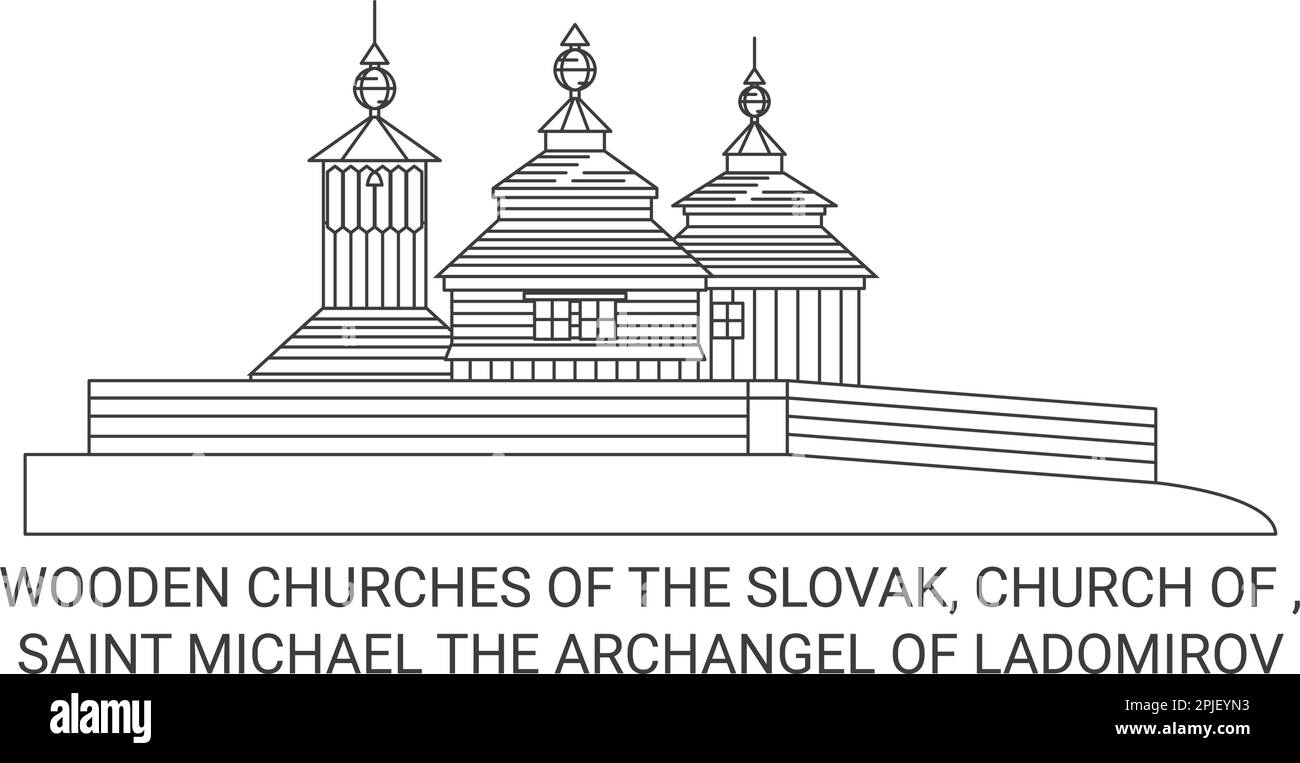 Slovakia, Saint Michael The Archangel Of Ladomirov travel landmark vector illustration Stock Vector