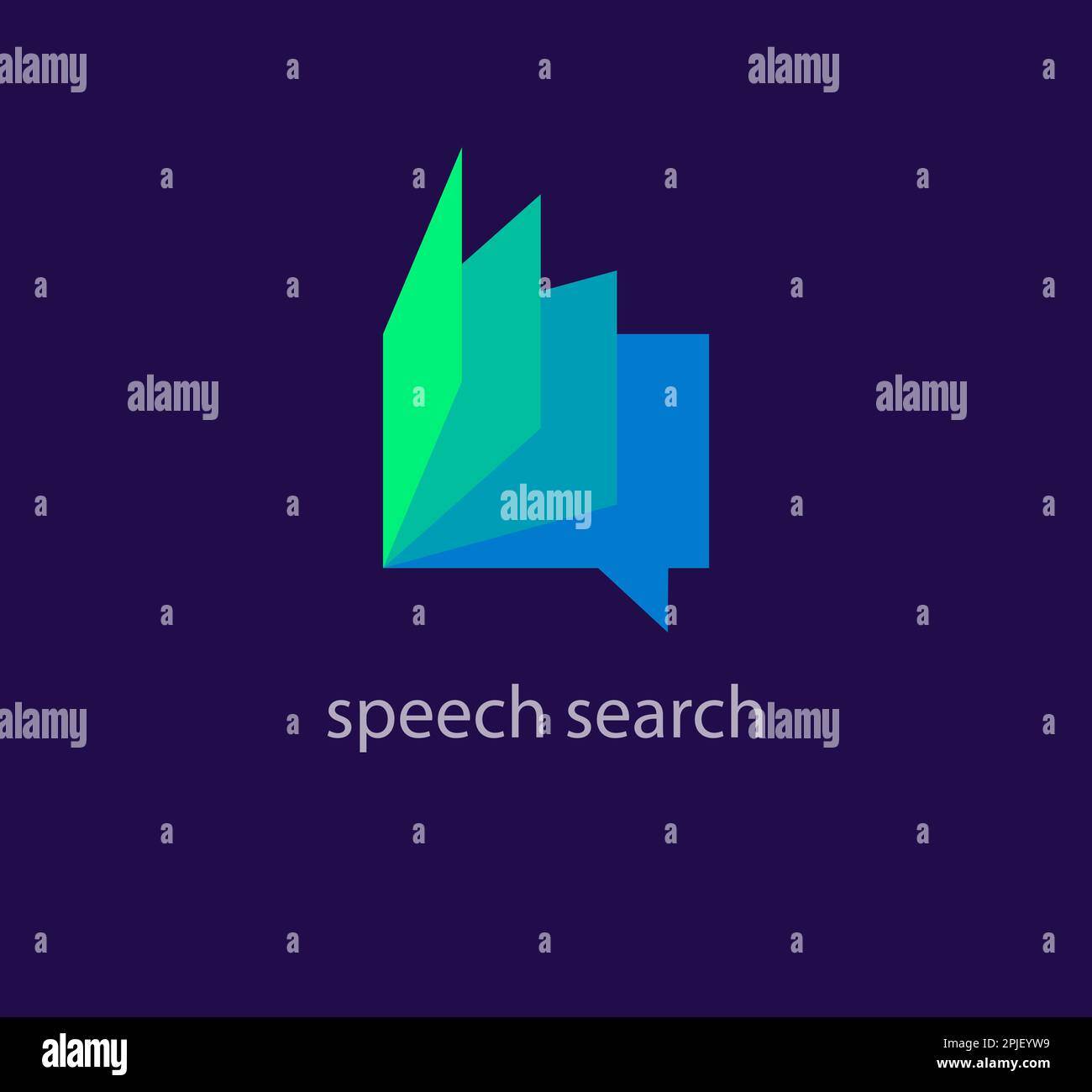 Speech search logo. Unique color transitions. Book leaves logo template. vector Stock Vector