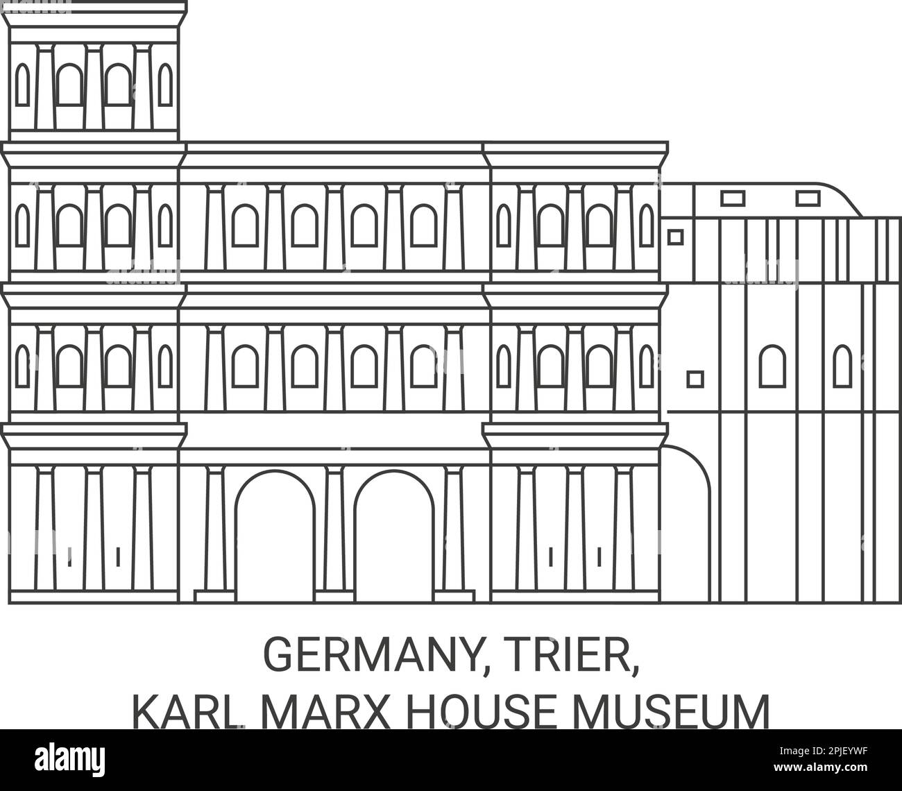 Germany, Trier, Karl Marx House Museum travel landmark vector illustration Stock Vector