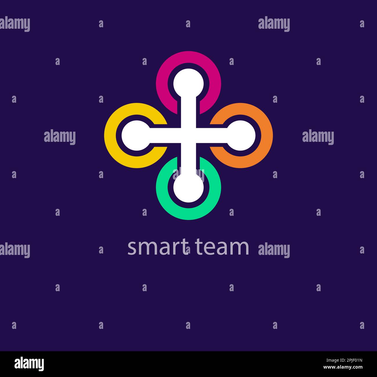 Unique smart link team logo. Trend color transitions. Social innovation idea logo template. vector Stock Vector