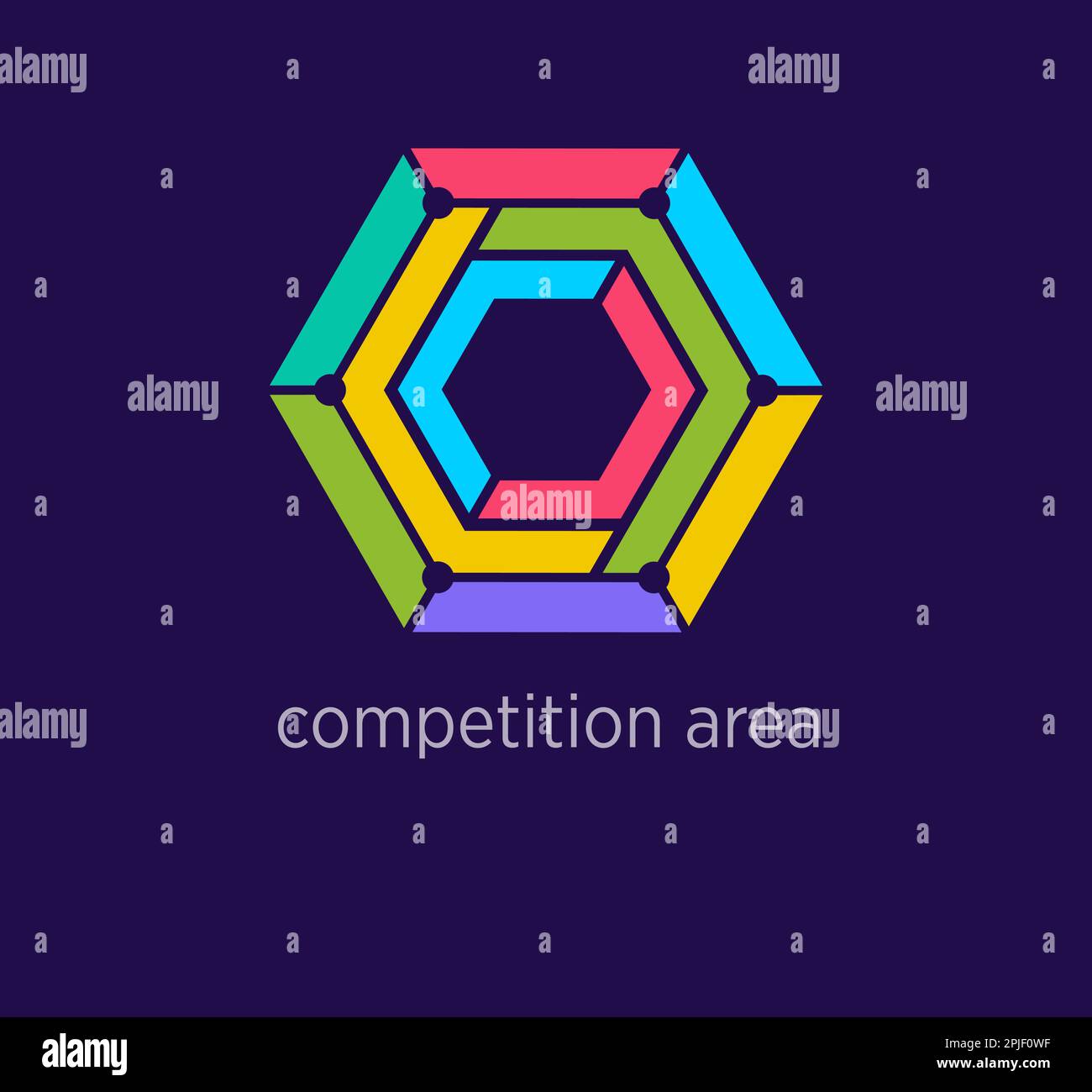 Unique competition area line logo design. Modern design color. Geometric hexagon logo template. vector. Stock Vector