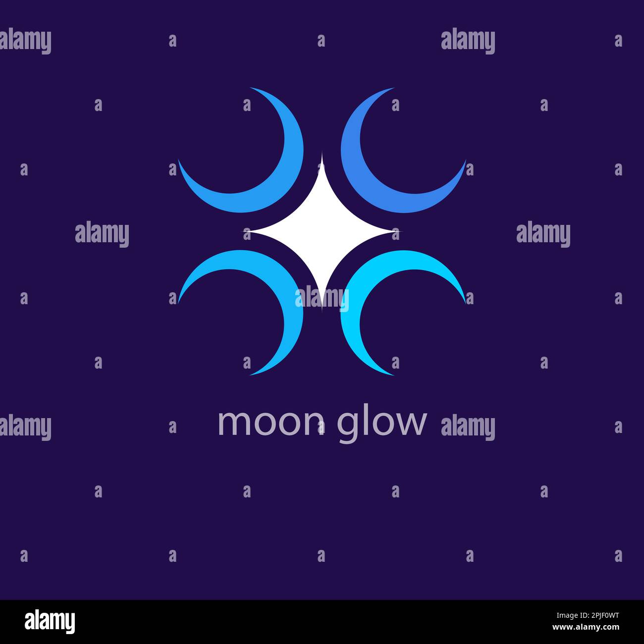 Unique star glow pattern logo. Trend color transitions. Half moon and star logo template. vector Stock Vector