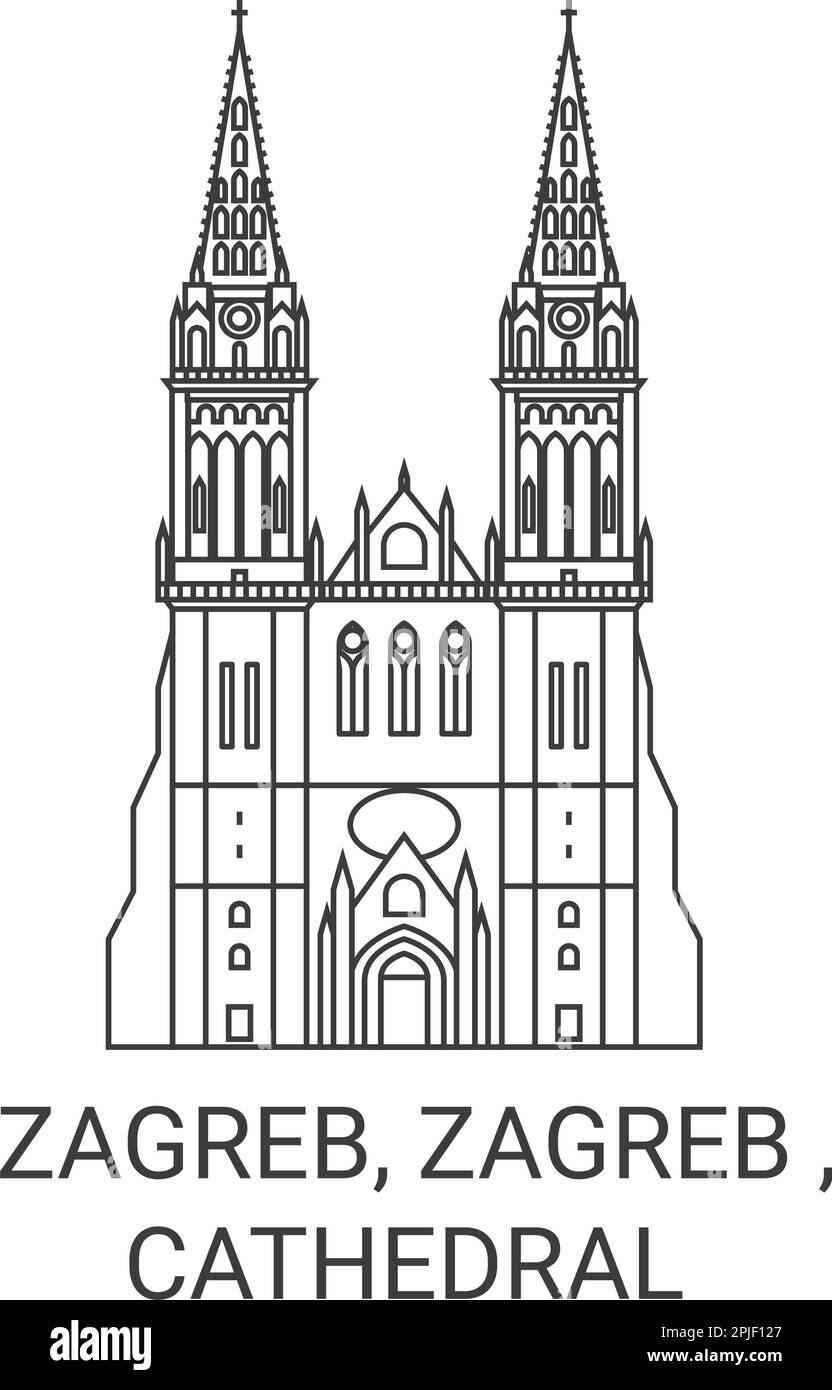 Croatia, Zagreb, Zagreb , Cathedral travel landmark vector illustration