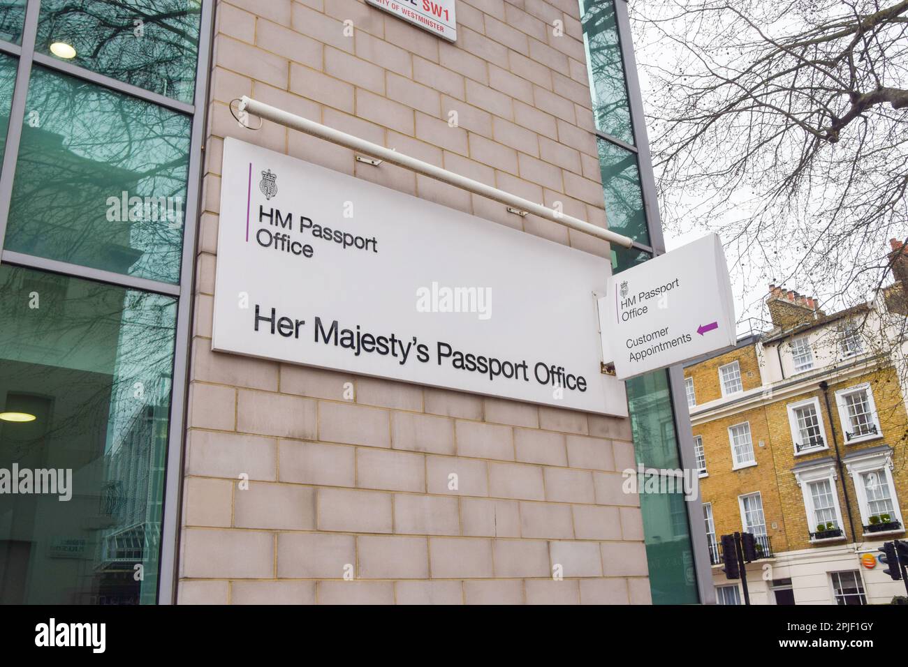 London, UK. 2nd April 2023. Previous HM Passport Office in Victoria, which is now closed