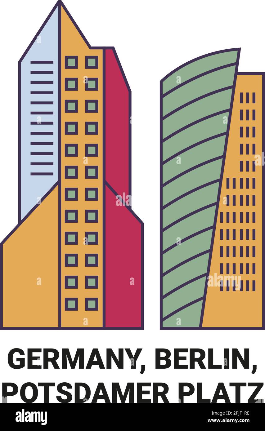 Germany, Berlin, Potsdamer Platz travel landmark vector illustration