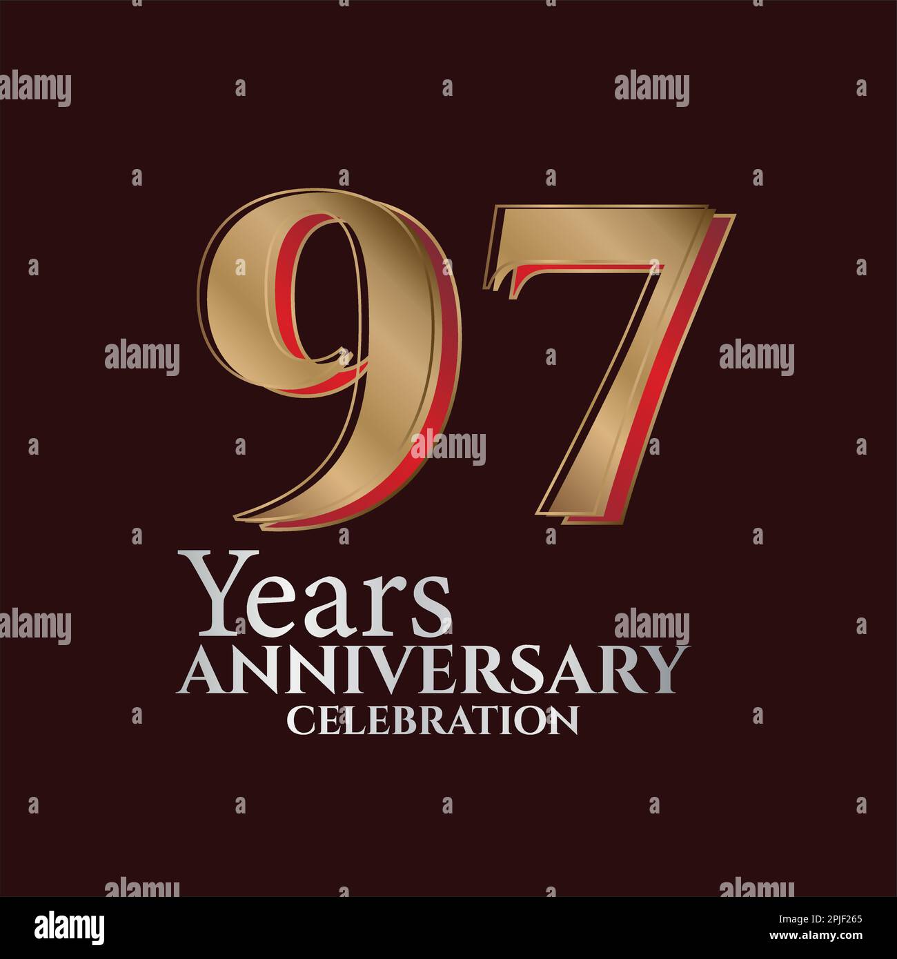 98th Years Anniversary Logo Gold and red Colour isolated on elegant background, vector design