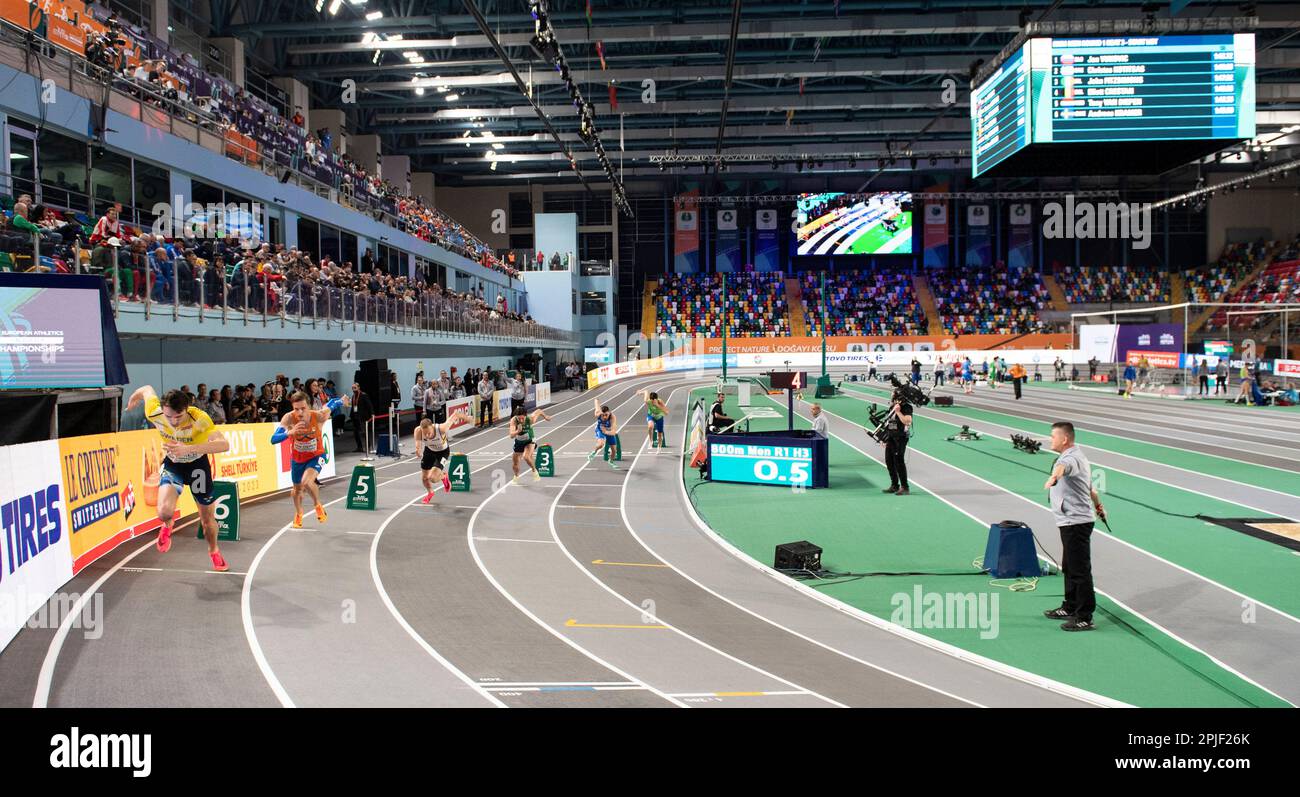 Men’s 1500m heats at the European Indoor Athletics Championships at