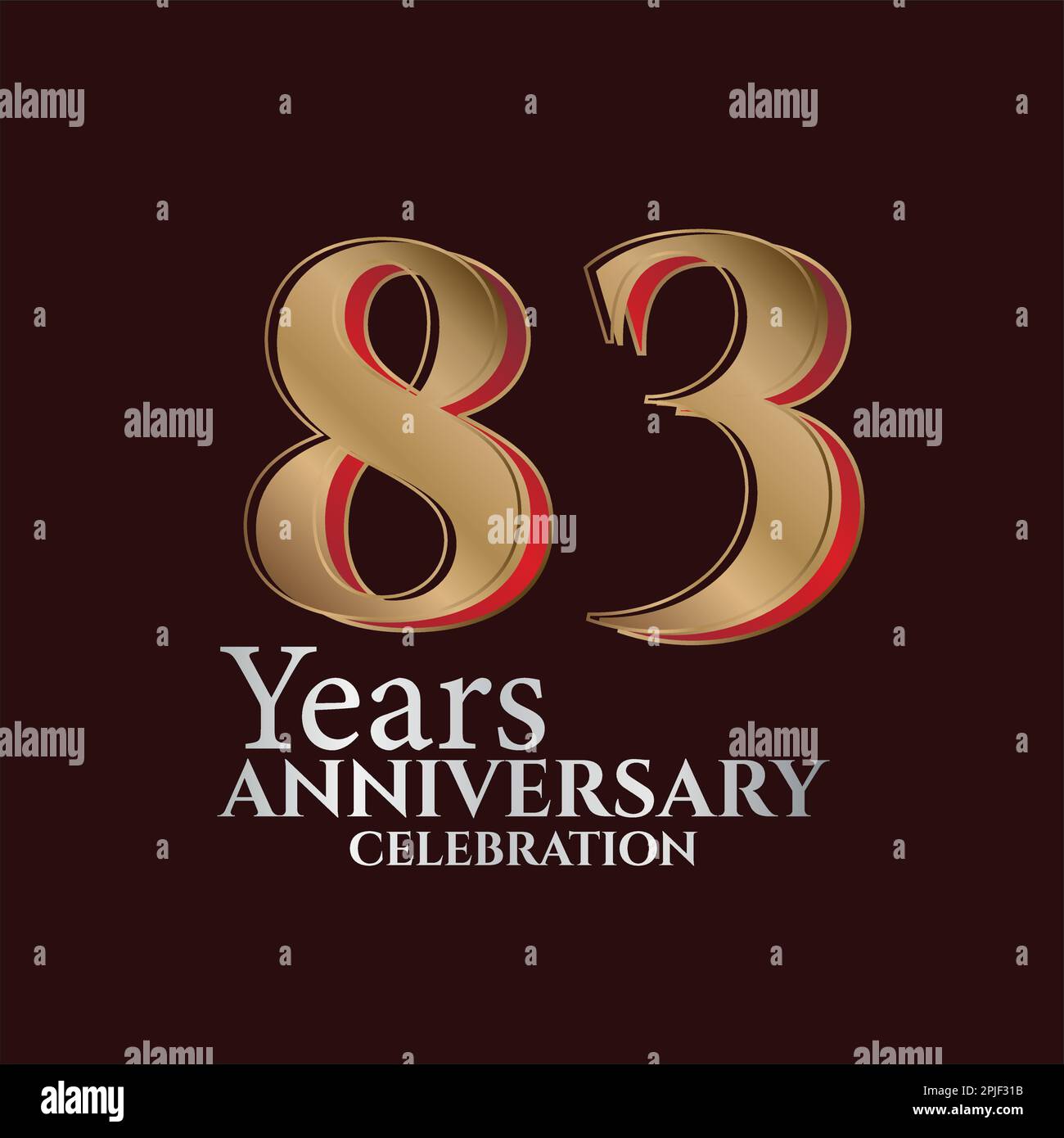 83rd Years Anniversary Logo Gold and red Colour isolated on elegant background, vector design for greeting card and invitation card Stock Vector