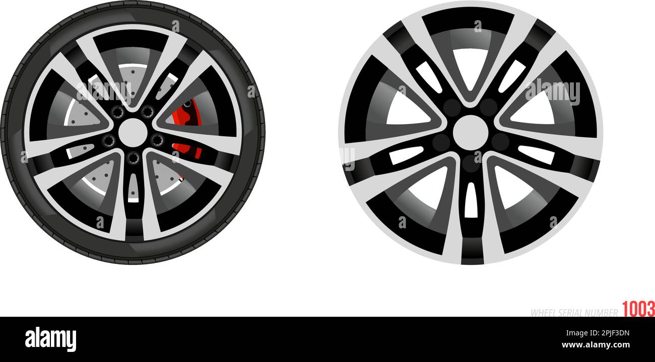 Realistic car rim. Wheel and rim symbol in modern and flat style